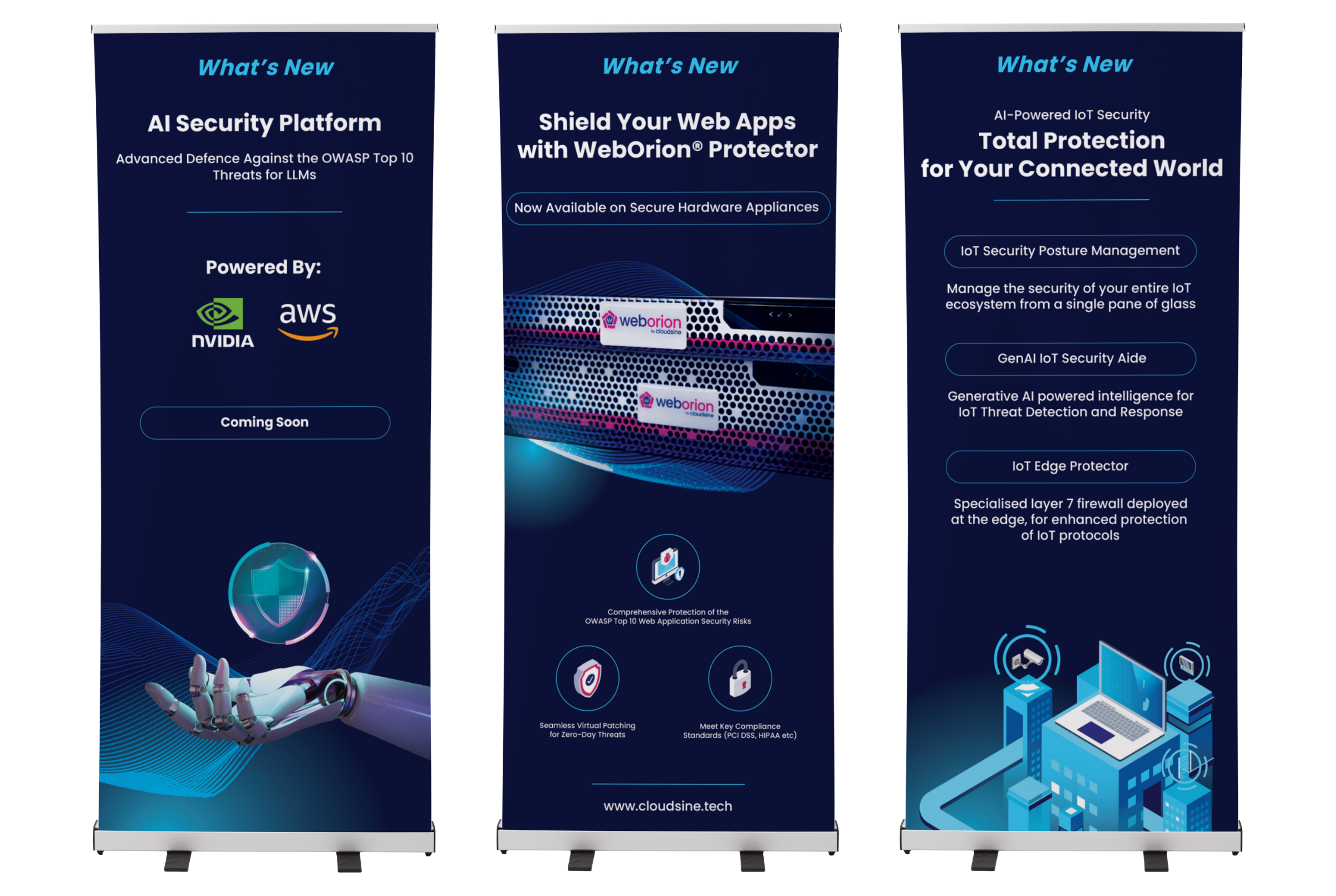 CloudsineAI pull-up banners at GovWare
