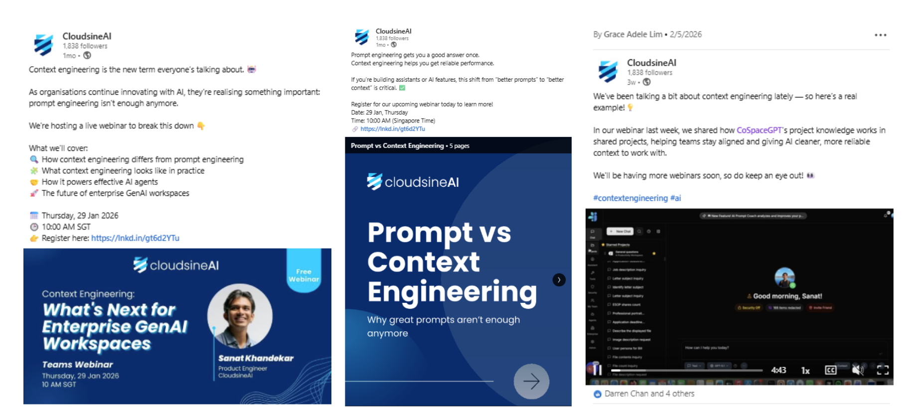 CloudsineAI webinar LinkedIn posts