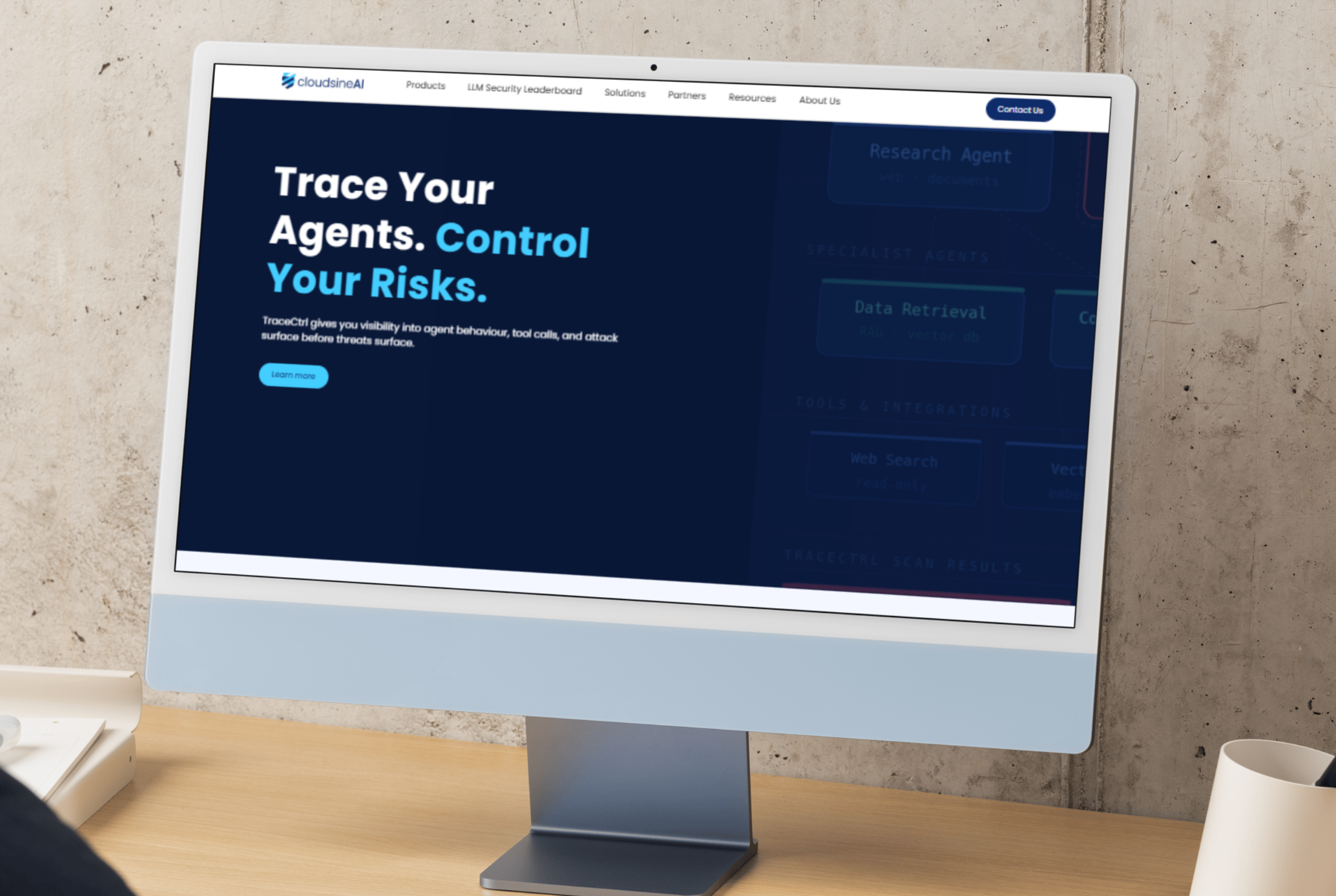 CloudsineAI website on iMac