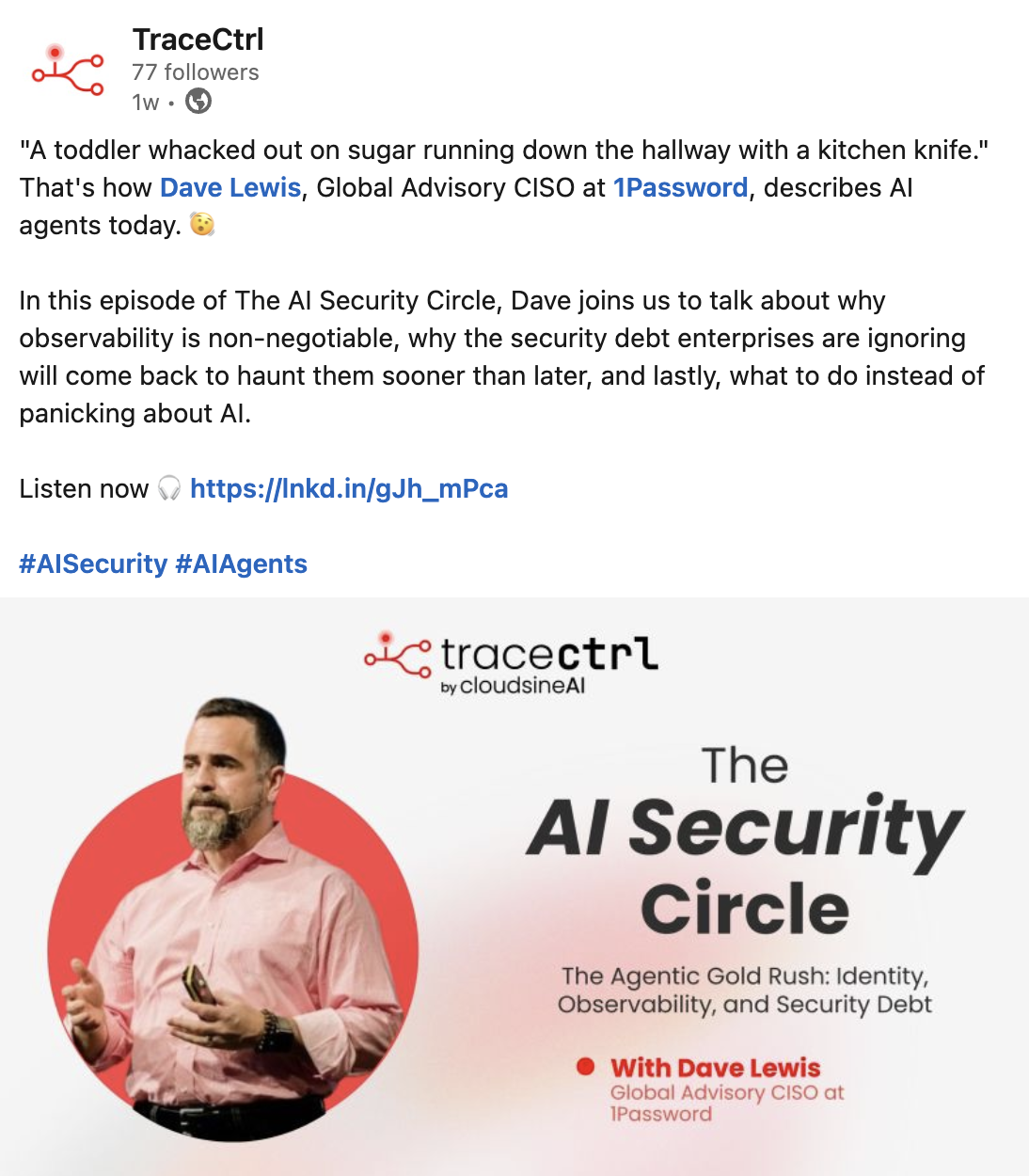 Podcast LinkedIn post — episode 1